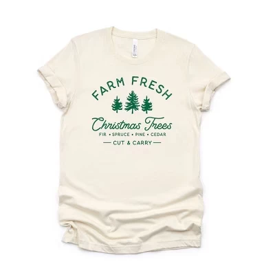 Женская футболка Farm Fresh Christmas Trees с коротким рукавом и рисунком кремового цвета
