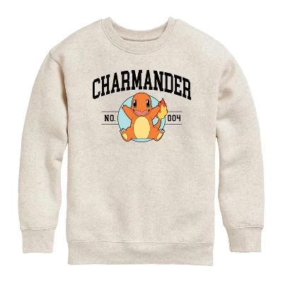 Флисовая толстовка для мальчиков - Pokémon - Charmander Collegiate- Youth Crew Fleece Sweatshirt с графическим рисунком и длинным рукавом из натурального флиса