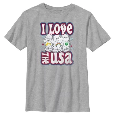 Футболка для мальчиков Care Bears I Love USA, серый меланж