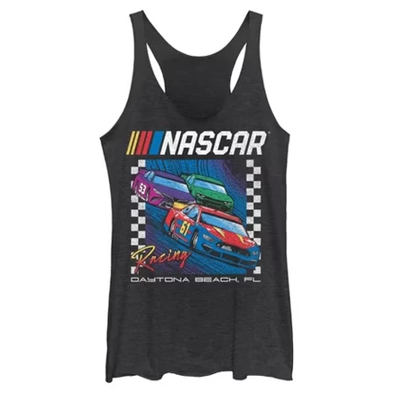 Женские красочные гоночные автомобили Daytona Beach Racerback Tank black heather