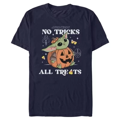 Мужская футболка The Mandalorian Grogu No Tricks All Treats : Мандалорианский Грогу Без трюков и угощений