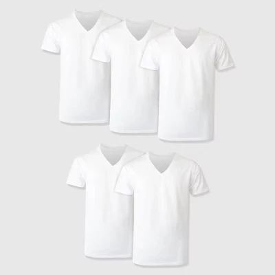 Мужские майки Hanes Premium, V-вырез, 5 шт., белые