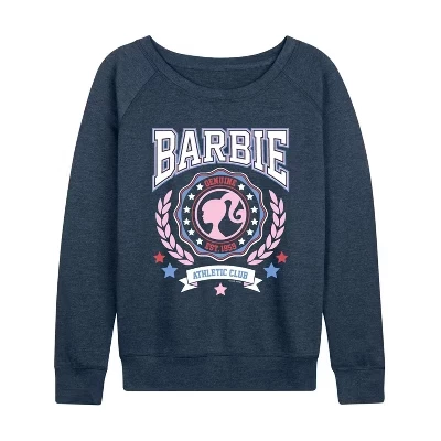 Женская легкая махровая рубашка Americana Collegiate с широким вырезом и длинным рукавом с графическим рисунком цвета Хизер индиго