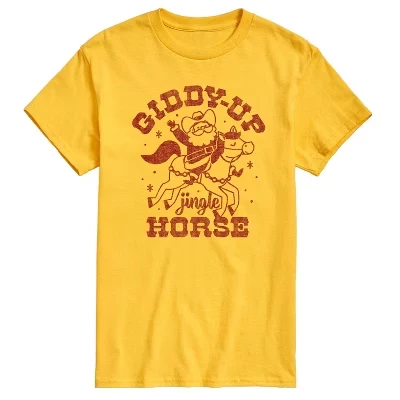 Мужская футболка с коротким рукавом Giddy Up Jingle Horse с графическим рисунком желтого цвета