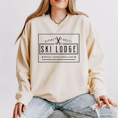 Женская легкая одежда, окрашенная в графический цвет толстовка Alpine Valley Ski Lodge