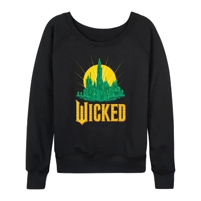 Женская рубашка Emerald City из легкого французского махрового полотна с широким вырезом и длинным рукавом, черная с графическим рисунком.