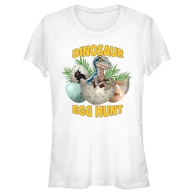 Женская футболка Junior's Easter Velociraptor Dinosaur Egg Hunt белого цвета