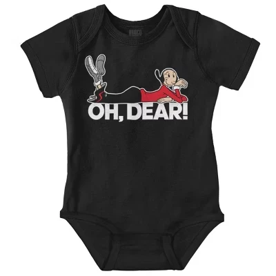 Popeye Olive Oyl Oh Dear Цитата Детское боди-джемпер для девочек Лицензионный черный