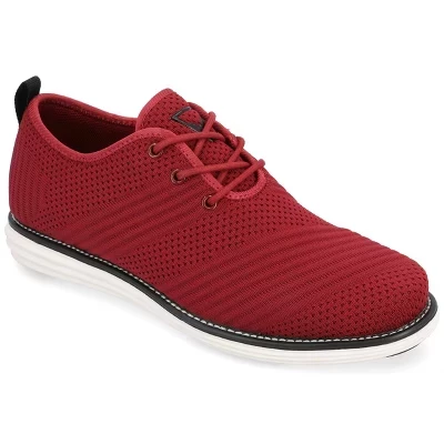 Мужские модельные туфли средней и широкой ширины Vance Mens Novak из трикотажа на шнуровке с круглым носком красного цвета