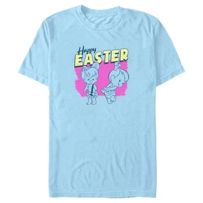 Мужская футболка Pebbles и Bamm-Bamm Happy Easter светло-голубого цвета