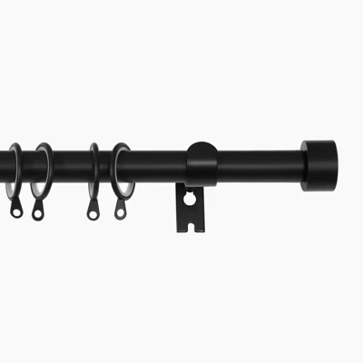 TWOPAGE Jaylon Adjustable Curtain Rod Heavy-Duty Carbon Steel Curtain Rod with Curtain Rings black
