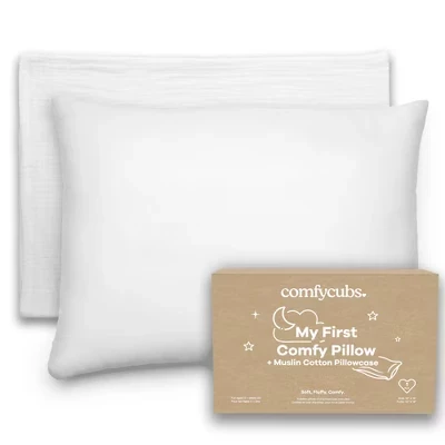 Детская подушка Comfy Cubs, муслиновая наволочка, белая