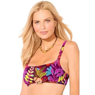 Женский топ бикини Swimsuits For All с бисером, черный