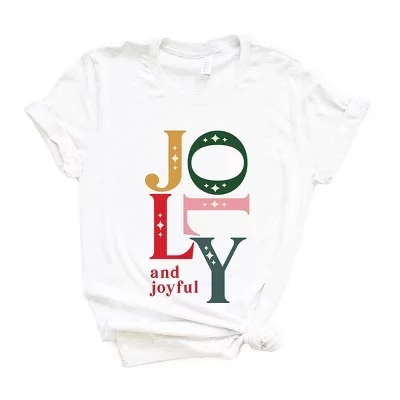 Женская футболка с коротким рукавом и веселым рисунком Jolly and Joyful, белая