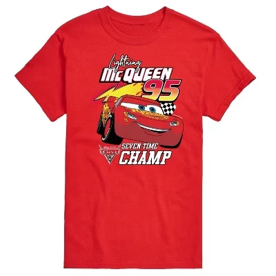 Мужская футболка с коротким рукавом и рисунком семикратного чемпиона Lightning McQueen 95, красная
