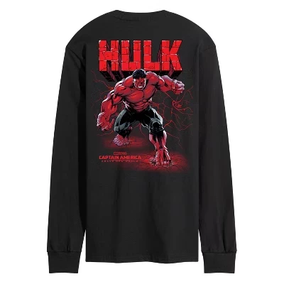 Men's -  - Captain America Red Hulk Oversized Long Sleeve Graphic T-Shirt black