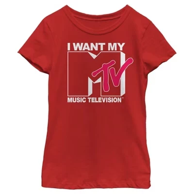 Женская футболка I Want My Music Television красного цвета