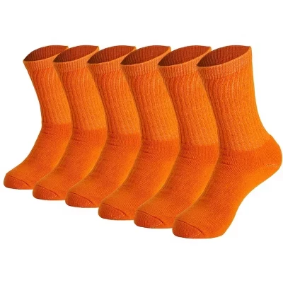 Мужские хлопчатобумажные носки Crew Socks – 6 пар, мягкая подошва, дышащие и влагоотводящие спортивные носки оранжевого цвета