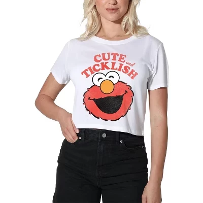 Женский укороченный топ Tickle Me Elmo, милый и вызывающий щекотку, белый
