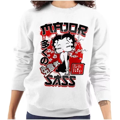 Женская толстовка с круглым вырезом в стиле кандзи Betty Boop Major Sass Лицензирована