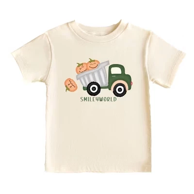 Кремовая футболка для малышей с коротким рукавом SmileyWorld Dump Truck Pumpkins