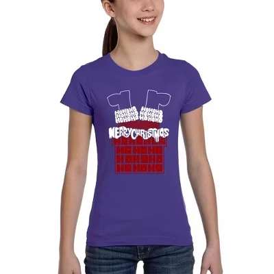 Футболка Chimney Santa - Girl's Word Art фиолетового цвета