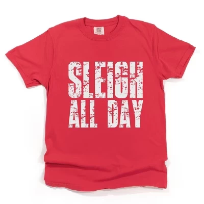 Sligh All Day Block Distressed - Женская одежда, окрашенная в красный цвет футболка с рисунком