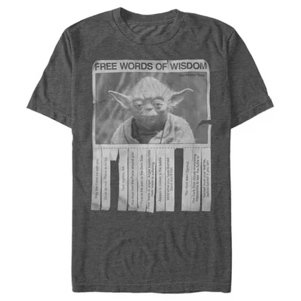 Мужская футболка Star Wars Yoda Wisdom, угольный меланж