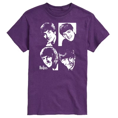 Мужская футболка The Beatles, принт лиц, фиолетовая