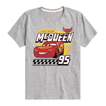 Футболка для мальчиков Cars с принтом Lightning McQueen, меланжевая