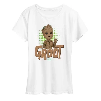 Женская футболка Guardians of the Galaxy Baby Groot с коротким рукавом и рисунком, белая