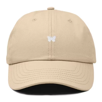 Маленькая вышитая бабочкой хлопчатобумажная шапочка Outdoor Dad Hat женская цвета хаки