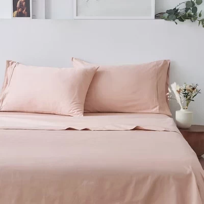 Комплект сатиновой простыни из 100% хлопка с количеством нитей 400 штук от dusty rose