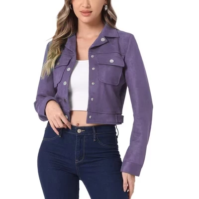 Женская куртка INSPIRE CHIC из экозамши, фиолетовая