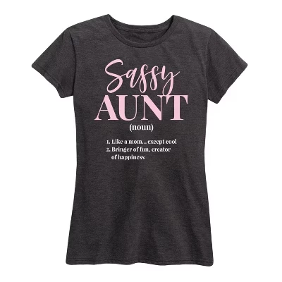 Женская футболка Sassy Aunt Definition с коротким рукавом и графическим рисунком heather charcoal