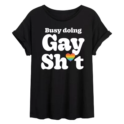 Женская футболка Instant Message Busy Gay Sh*t, черная