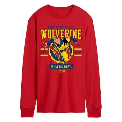Men's -  - Wolverine Collegiate Scratch Long Sleeve Graphic T-Shirt red