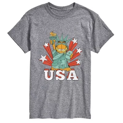 Мужская футболка Garfield USA Statue, серый меланж