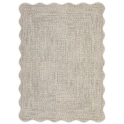 Моющийся коврик из коллекции Imitation Braided Collection - Коврик с фестонами, нескользящий, устойчивый к пятнам, для гостиной, спальни, столовой (1 шт.) бежевый