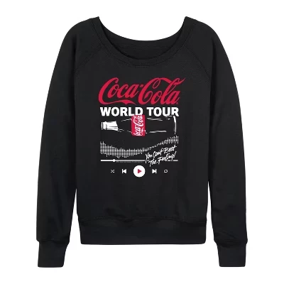 Женская футболка World Tour Bottle, легкая французская махровая рубашка с широким вырезом и длинным рукавом, черная с графическим рисунком