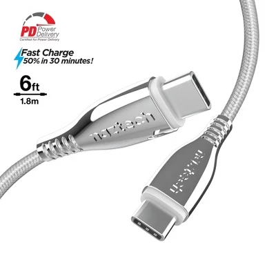 Кабель USB-C—USB-C Naztech Titanium с быстрой зарядкой, белый