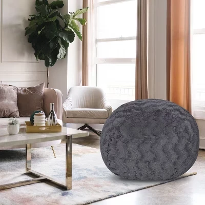 Кресло-мешок Bean Bag с легко моющимся чехлом, Напольное кресло из искусственной замши с эффектом памяти, Современный 4-футовый ленивый диван-кресло для гостиной серого цвета