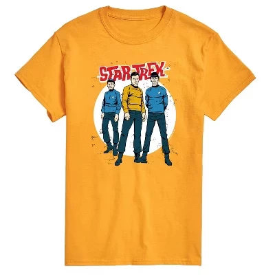 Мужская футболка Galaxy Captain Kirk Spock Crew с коротким рукавом и графическим рисунком золотистого цвета