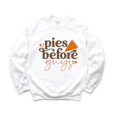 Женская толстовка с рисунком Pies Before Guys белого цвета