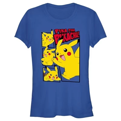 Женская футболка Pokemon Pikachu Comic Panels, синяя