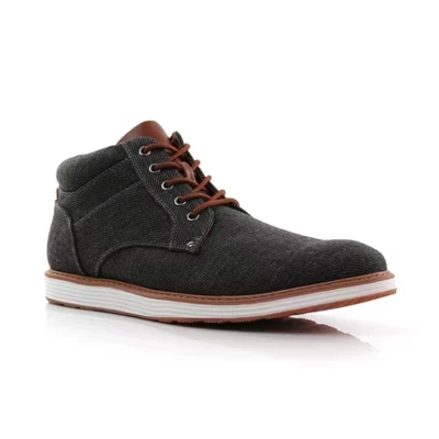 Мужские кроссовки JAX MFA506061 со средним берцем в стиле Chukka из джинсовой ткани черного цвета