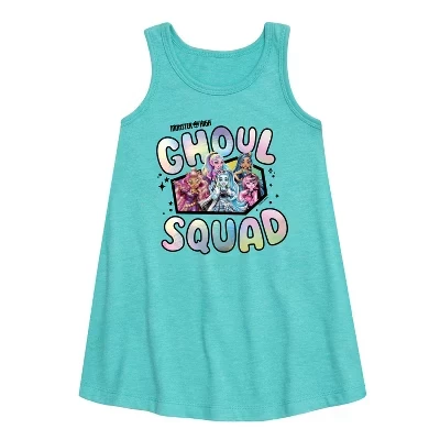 Платье Aline без рукавов с графическим рисунком Ghoul Squad бирюзового цвета