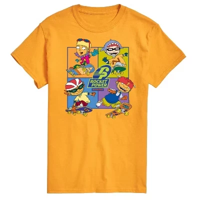 Мужская футболка Rocket Power Otto Regina Sam Maurice Skaters с коротким рукавом и графическим рисунком золотистого цвета