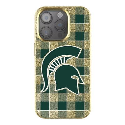 Чехол для мобильного телефона NCAA Big Ten Universities в клетку с золотыми украшениями для Apple iPhone michigan state spartans