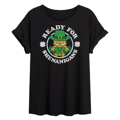 Женская футболка Ready For Shenanigans оверсайз с графическим рисунком, черная